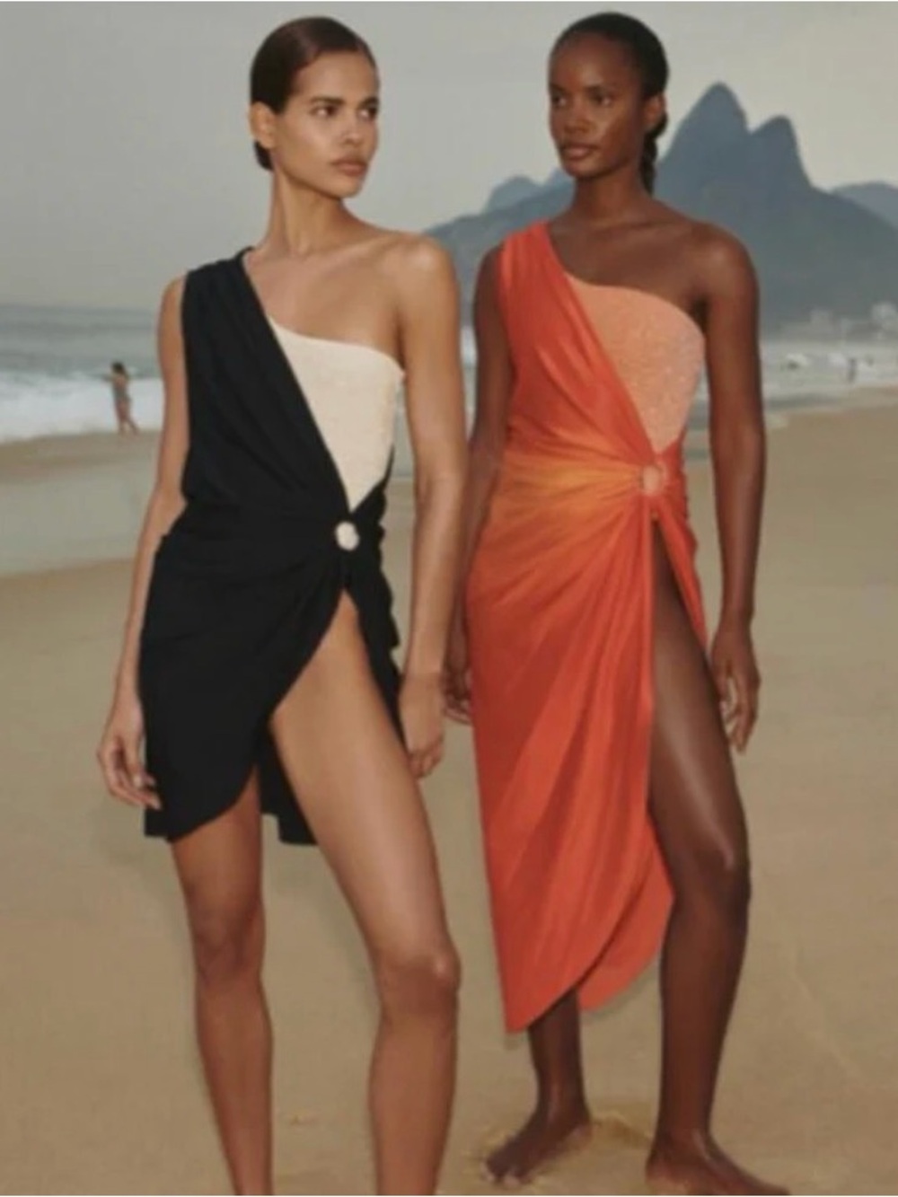 NWT Baobab Black One Shoulder Draped Beach Cover Up Dress